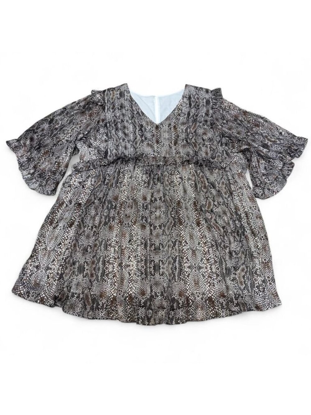Snakeskin Print Ruffled Mini Dress Women's Plus 5X Summer Boho Festival Party